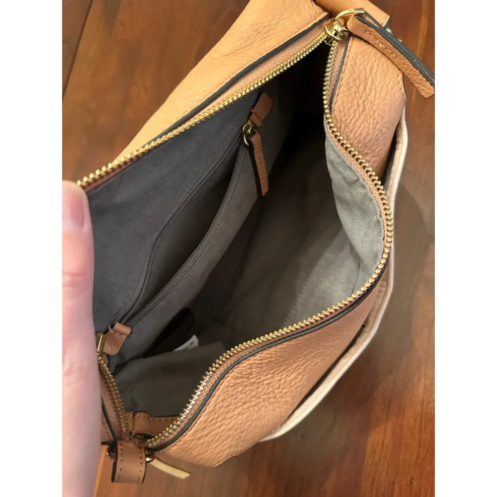 Vince Camuto Leather pink, tan and peach toned purse with removable strap